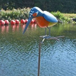 Metal Kingfisher Garden Stake 1m Tall Outdoor Bird Ornament -Green Haven Shop 2454 4