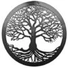 40cm Round Tree Of Life Wall Art Black Metal Garden Or Home Ornament