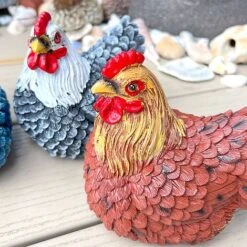 3 Chicken Garden Ornaments Hen Outdoor Animal Statues -Green Haven Shop 3093S 3