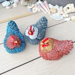 3 Chicken Garden Ornaments Hen Outdoor Animal Statues -Green Haven Shop 3093S 4