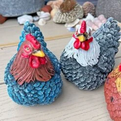 3 Chicken Garden Ornaments Hen Outdoor Animal Statues -Green Haven Shop 3093S 7