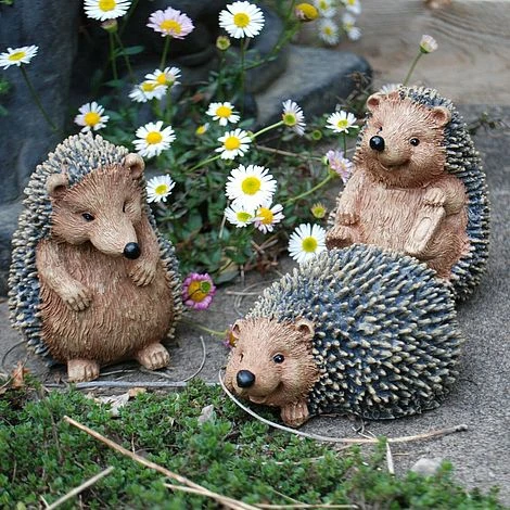 Set Of 3 Hedgehog Garden Animal Ornaments Outdoor Statues 1 Set Of 3 Hedgehog Garden Animal Ornaments Outdoor Statues
