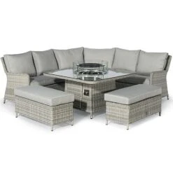 Maze Rattan Oxford Royal Corner Dining Set With Firepit Table -Green Haven Shop 403052 20