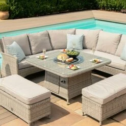 Maze Rattan Oxford Royal Corner Dining Set With Firepit Table -Green Haven Shop 403052 9
