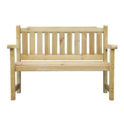 Waltons 2 Seater Pressure Treated Wooden Garden Bench 4ft -Green Haven Shop 4ft Bench Front White Background