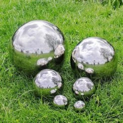 4 Mirror Spheres 5.5, 9, 15, 20cm Stainless Steel Garden Globe Ornaments -Green Haven Shop 5591520 1