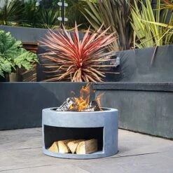 Firebowl & Round Console Cement H32Cm D58Cm -Green Haven Shop 996767 3