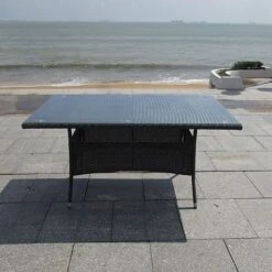 Albany Garden Rectangular Rattan Dining Set 6 Seater Grey Stackable -Green Haven Shop ALBSET6TGTable