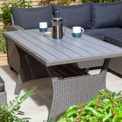 Rowlinson Garden Rattan Corner Sofa Dining Set Grey 8 Seater -Green Haven Shop AlbanyCornerset Grey 031