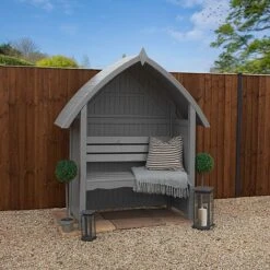Waltons Wooden Arch Top Garden Pressure Treated Arbour Seat -Green Haven Shop Arbour Lifestyle 300dpi