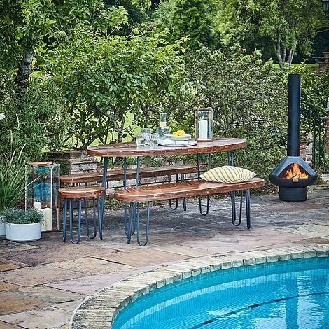 Borough Acacia Wood 5 Piece Furniture Set 2 Borough Acacia Wood 5 Piece Furniture Set - Image 2