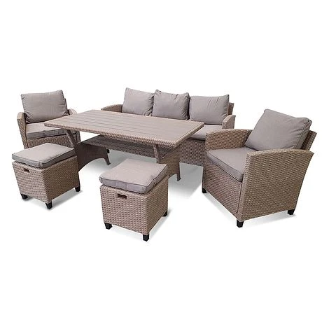 Rowlinson Albany Rattan Garden Sofa Dining Set 7 Seat Oatmeal 2 Rowlinson Albany Rattan Garden Sofa Dining Set 7 Seat Oatmeal - Image 2