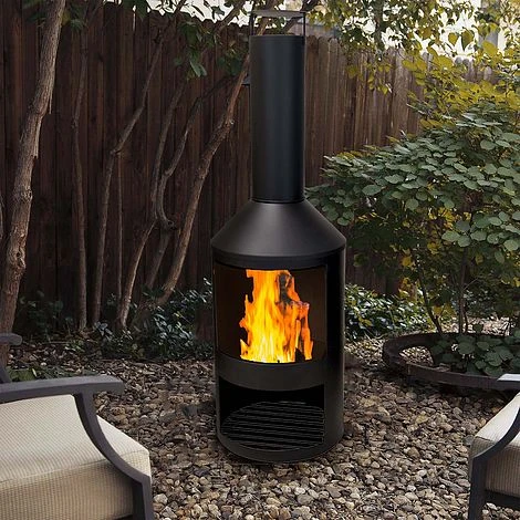 Idooka Black Chiminea Outdoor Heating Fire Pit 1 Idooka Black Chiminea Outdoor Heating Fire Pit