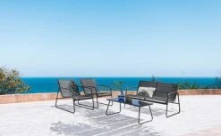 Idooka 4 Seater Black Mesh Lounge Sofa Set -Green Haven Shop Courtyard