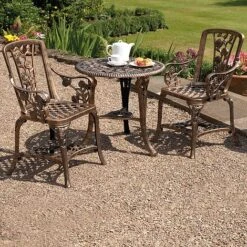 Three-Piece Rose Armchair Bistro Set - Bronze
