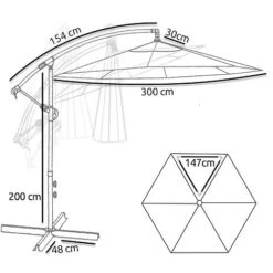 Idooka 300cm Grey Cantilever Garden Parasol - Patio Umbrella & Sun Shade 18 Idooka 300cm Grey Cantilever Garden Parasol - Patio Umbrella & Sun Shade -Green Haven Shop Dims2