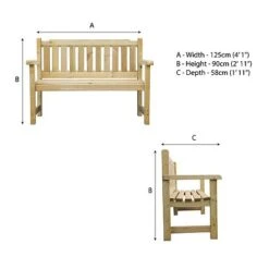 Waltons 2 Seater Pressure Treated Wooden Garden Bench 4ft -Green Haven Shop ESDXL21PT047 4ft Bench Spec Drawing 72dpi