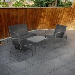 Idooka 4 Seater Black Mesh Lounge Sofa Set -Green Haven Shop FD4300500.Lifestyle