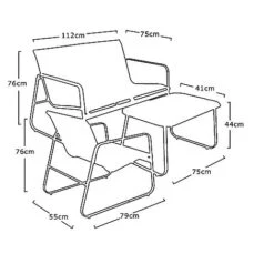 Idooka 4 Seater Black Mesh Lounge Sofa Set -Green Haven Shop FD4300500.Silhouette