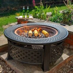 Round Steel Firepit With Copper Effect Bowl 5 Round Steel Firepit With Copper Effect Bowl -Green Haven Shop FPITR LS4