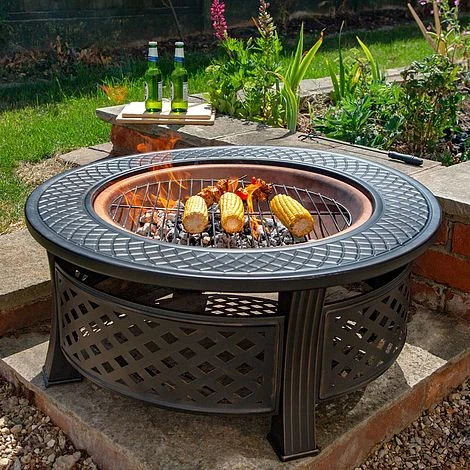 Round Steel Firepit With Copper Effect Bowl 3 Round Steel Firepit With Copper Effect Bowl - Image 3