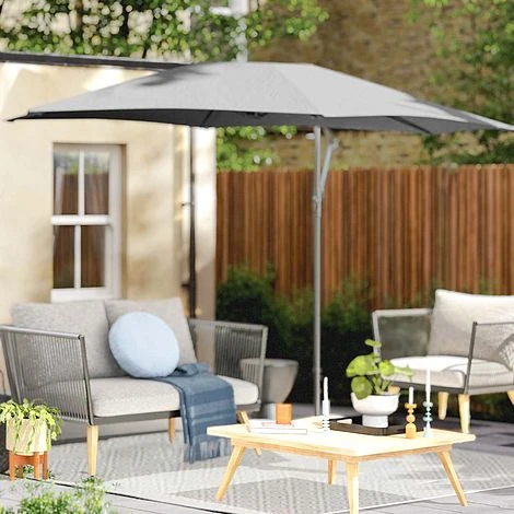 Idooka 300cm Grey Cantilever Garden Parasol - Patio Umbrella & Sun Shade 1 Idooka 300cm Grey Cantilever Garden Parasol - Patio Umbrella & Sun Shade