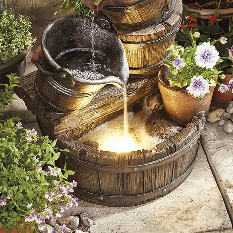 Cascading Barrel Water Feature And Planter 2 Cascading Barrel Water Feature And Planter - Image 2