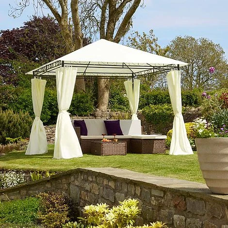 Garden Life 3x3m Metal Gazebo With Cream Roof And Curtains 2 Garden Life 3x3m Metal Gazebo With Cream Roof And Curtains - Image 2