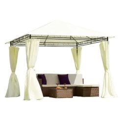 Garden Life 3x3m Metal Gazebo With Cream Roof And Curtains 9 Garden Life 3x3m Metal Gazebo With Cream Roof And Curtains -Green Haven Shop G2762 5