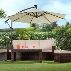 Solar LED Cantilever Parasol -Green Haven Shop G3975 1