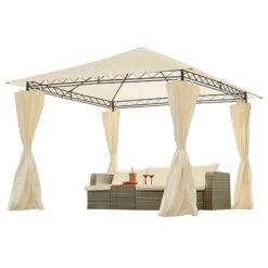 Garden Gear 3x3m Metal Gazebo With Cream Roof And Curtains -Green Haven Shop G4161 8