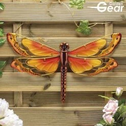 Garden Gear Metal And Glass Dragonfly Wall Art - Yellow