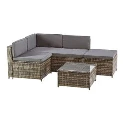 Garden Gear Milan Rattan Lounge Sofa Set - Dark Grey -Green Haven Shop G4678 MIilan L Shape Rattan Grey CO 2