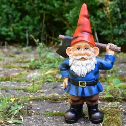 Garden Gnome With Axe Outdoor Garden Ornament