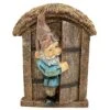 Wall Mountable Gnome In A Door Garden Ornament