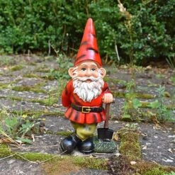 Garden Gnome With Spade Outdoor Garden Ornament -Green Haven Shop GB027S 4