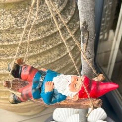 Sleeping Gnome In A Hammock Hanging Garden Ornament 17 Sleeping Gnome In A Hammock Hanging Garden Ornament -Green Haven Shop GB031 4