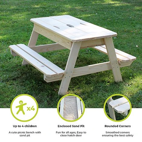 Soulet Childrens Wooden Picnic Table With Sandpit 2 Soulet Childrens Wooden Picnic Table With Sandpit - Image 2