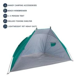 Idooka Outdoors Beach Tent Shelter With Inner Pockets Carrying Pouch UPF 50+ Blue/Green -Green Haven Shop Key20Features13
