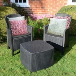 Idooka Tea For Two Dark Grey Bistro Set 14 Idooka Tea For Two Dark Grey Bistro Set -Green Haven Shop Lawn2