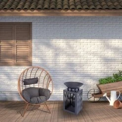 Idooka Brazier Firebowl Outdoors Heating Fire Pit With Built In Log Storage And Firewood Rack