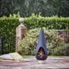 Outdoor Leo Fireplace In Matt Black/Antique Gold H120CM W46CM