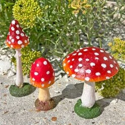 Set 3 Garden Mushroom Ornaments -Green Haven Shop SET3MUSH 11