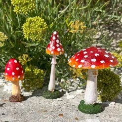 Set 3 Garden Mushroom Ornaments -Green Haven Shop SET3MUSH 12
