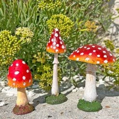 Set 3 Garden Mushroom Ornaments -Green Haven Shop SET3MUSH 9