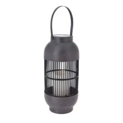 Idooka Large Chrome Solar Lantern -Green Haven Shop SOLAR LANTERNS.BLACK .Main