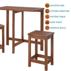 Idooka Acacia Wood Bistro Bar Set -Green Haven Shop VT2200360.KeyFeatures