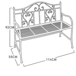 Idooka Folding Metal Bench With Heart Design -Green Haven Shop X77000110.Silhouette