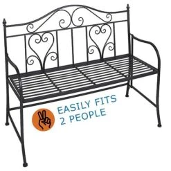 Idooka Folding Metal Bench With Heart Design -Green Haven Shop X77000110.TwoPeople