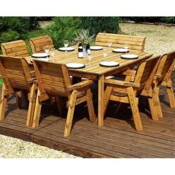 8 Seater Square Table Set With 6 X Chairs And 1 X Bench